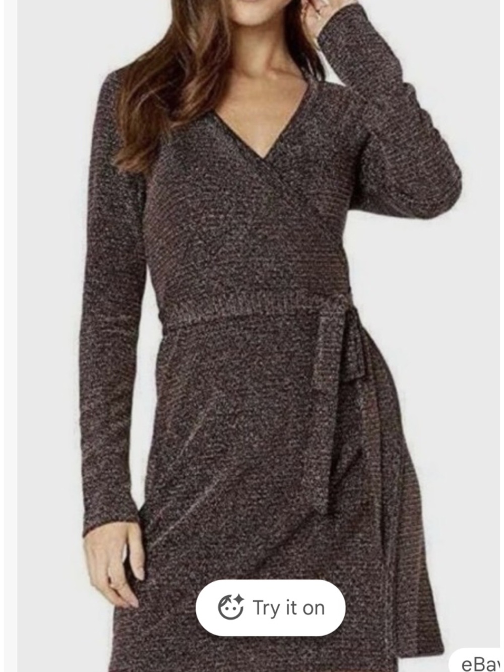 PAIGE Lucielle Longsleeve Stretchy Lurex Metallic Wrap Size XS - Picture 2 of 8